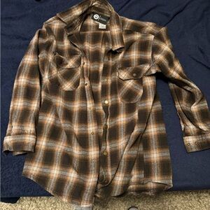 Men's Brown Plaid Shirt Jacket